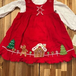 Sophie Rose Baby Girls‎ Christmas Corduroy Jumper Dress Set Gingerbread Red 18M
